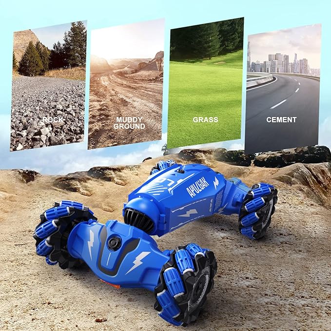 Upgraded Hand Gesture Sensing RC Stunt Car with Lights Music, Spray Drift RC Car 360 Spins All Terrains Hand Controlled Toy for 6-10 Year Old Boys