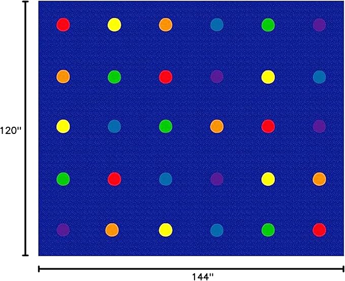 KidCarpet On The Spot Seating Classroom Rug, 10' x 12' Rectangle, Multi on Blue