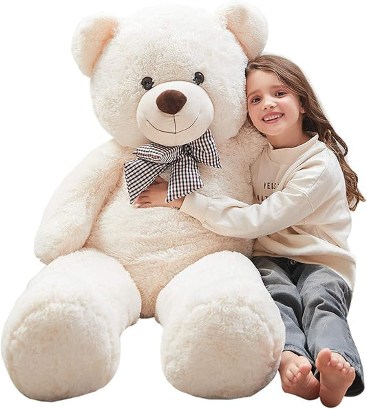 MorisMos Bow Tie Giant Teddy Bear 4 Feet, 47inch Big Teddy Bear Stuffed Animal Plush for Girlfriend, Boyfriend, White