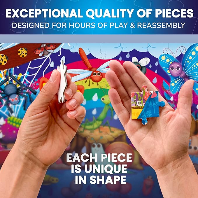 QUOKKA 4x60 Piece Puzzles for Kids Ages 4-6 – Glow-in-The-Dark Puzzles for Kids 4-8 I Farm Bugs Tropical & Ocean Animals I Fun Educational Toddler Puzzle for Boys & Girls – Educational Game Toys Gift