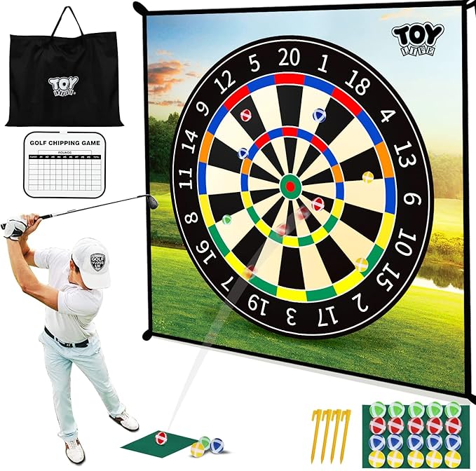 TOY Life Chipping Golf Game Mat Indoor Outdoor Games for Adults and Family Kids Outdoor Play Equipment Stick Chip Game Indoor Golf Set Backyard Games Outdoor Toys for Kids