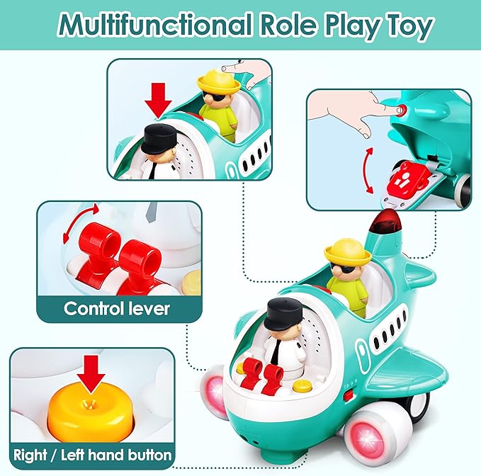 iPlay, iLearn Baby Airplane Toys, Cool Remote Control Plane Toy for Toddlers 2-3, Infant Music RC Helicopter W/Light Sound, Easter Birthday Gift for 18 24 Month 2 3 4 Year Old Boy Girl Kids Children