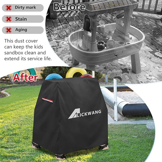 AIickwang Kids Water Table Cover for Step2 Rain Showers & Flow Water Table,Outdoor Waterproof Dustproof Anti-UV Kids Water Play Table Cover,Black