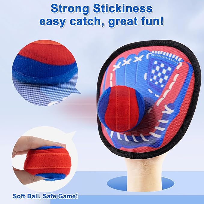 Toss and Catch Game Ball Set Beach Pool Outdoor Toys for Kids Ages 3-4 5-7 8-12, Toddler Baseball Training Glove Yard Games Backyard Outside Toys for 3 4 5 6 7 8 Year Old Boys Girls Gift