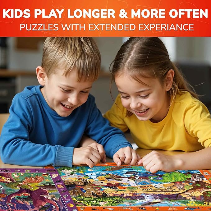 QUOKKA Floor Puzzles for Kids Ages 6-8 - Kids Puzzles Ages 8-10 - 4 Set 100 Piece Search and Find Animal Jigsaw Puzzle for Childrens 4-6 - Learning Educational Toys for 3 Year Old Boys and Girls