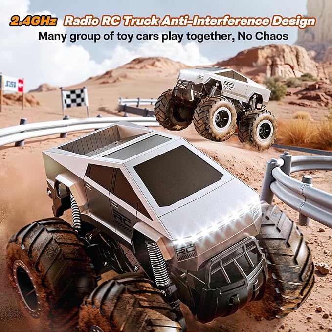 Remote Control Car Off-Road Pick-up Truck, 4WD Waterproof RC Trucks Toy RC Cars for All Terrain, 1:16 Scale Hobby Monster Truck Toys 2.4GHz Vehicles Kids Gifts for Boys/Girls Age 6 7 8 9 10-12+
