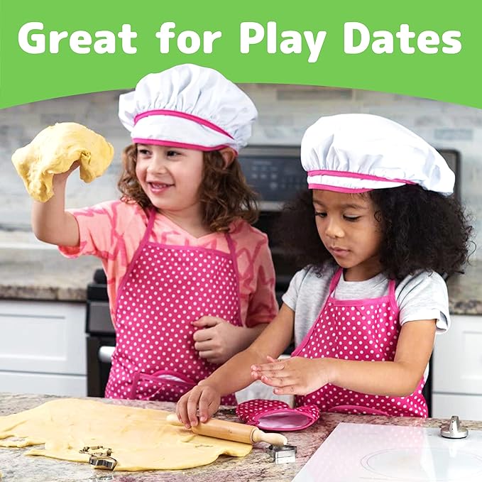 Kids Cooking and Baking Chef Set for Little Girls, Complete Cooking Sets, Toddler Dress Up and Pretend Play Dress Up Clothes for Girls, Kitchen Toys 3-5 Years Old with Kids Aprons