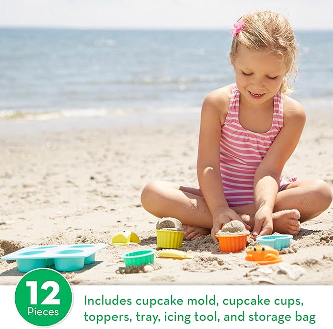 Melissa & Doug Sunny Patch Seaside Sidekicks Sand Cupcake Play Set - Toddler Beach Toys, Outdoor Toys For Sandbox, Sand Toys For Toddlers And Kids Ages 3+