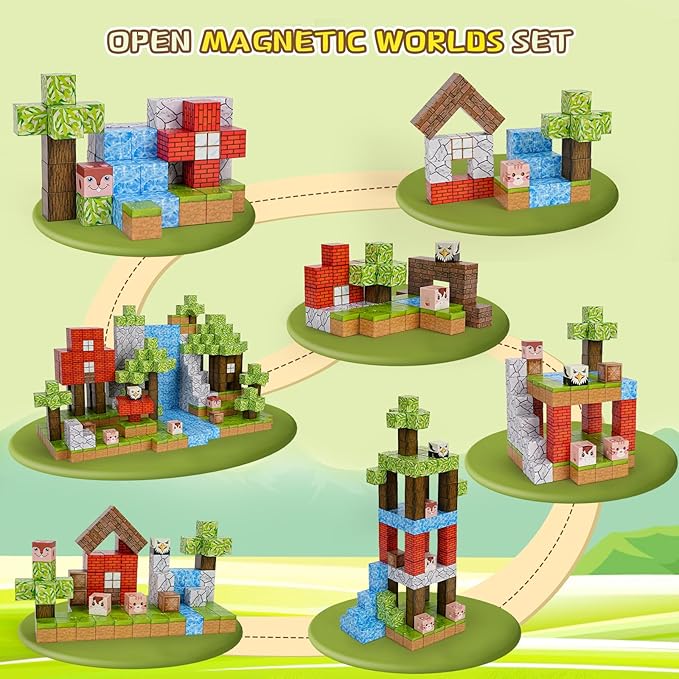 Magnetic Blocks - 100PCS Magnets Building Blocks World Set for Kids Ages 3-5 5-7 8-12, Magnetic Tiles Games Preschool Toys for 3 4 5 6 7 8 Year Old Girls Boys Gifts