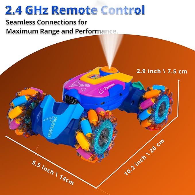 RC Stunt Car Gesture Sensing Stunt, Hand Control RC Cars for Boys Age 4-7-13, Best Birthday Gift for Boys 6-8-12, with Light Music & Spray, 360° Rotation Remote Car, Boy Birthday Gift
