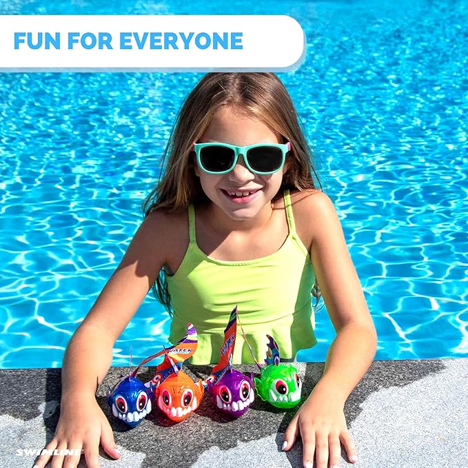 Swimline Original 1-Pack Diving Toys LED Light-Up Glowing Sea Animal Piranha Catch The Fish Retrieval Game for Swimming Pool & Bath Tub for Kids Green Color Flashing Underwater Dive Practice Learn