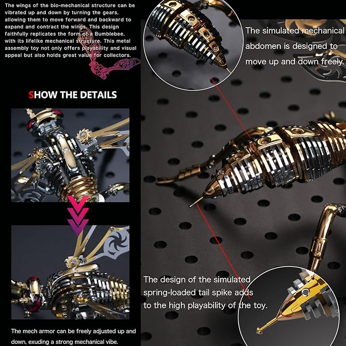 3D Metal Puzzles for Adults: The Northern Giant Hornet Model Kits, 3D Metal Puzzle Mechanical Wasp Building Blocks, Difficult DIY for Assembly, Birthday Gifts for Men