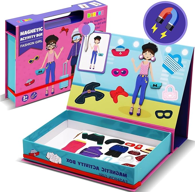Magnetic Paper Dolls for Girls ages 4-7 - 71 PC Fashion Girl Magnetic Dress Up Dolls Kits & Preschool Toddler Learning Activities, Travel-Friendly STEM Toy, Fun Fridge Magnets for Toddlers 3-12