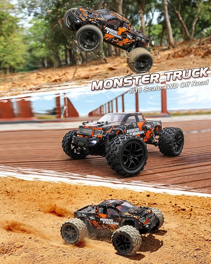 HAIBOXING 1:18 Scale RC Monster Truck 18859 36km/h Speed 4X4 Off Road Remote Control Truck,Waterproof Electric Powered RC Cars All Terrain Toys Vehicle with 2 Batteries,Xmas Gifts for Kid and Adults
