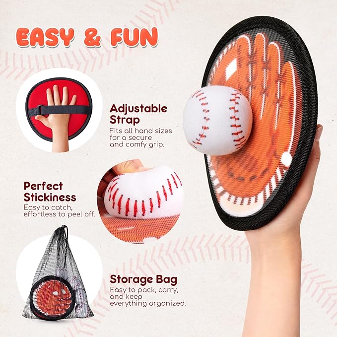 Toss and Catch Ball Set - Soft & Safe Toddler Baseball Gloves for Beginners - Kids Games Toys Indoor Outdoor - Water-Resistant Great for Yard Beach Pool - Boys Girls Birthday Gift