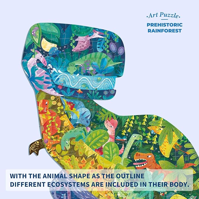 TOI Dinosaur Floor Puzzles for Kids Aged 6-8, 158 Pieces Animal Shaped Jigsaw Puzzles, Preschool Dinosaur Puzzle for Boys and Girls Educational Toy