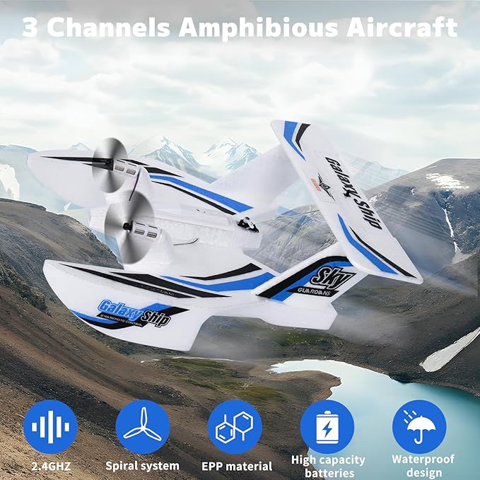 Hobby RC Airplanes - Sea Land & Air RC Plane KF603， 2.4GHZ Waterproof Rc Aircraft & 6-Axis Gyro Stabilization Systemfor with Beginners Adults Kids RC Float Plane for Enthusiasts