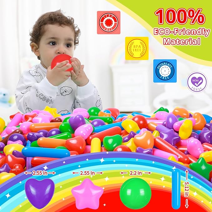 STARBOLO Ball Pit Balls for Kids -Pack of 150 Colorful Ball Pit Balls Crush Proof Plastic Toy Balls for Toddlers Ball Pit, Ball Pit Play Tent, Baby Pool Water Toys