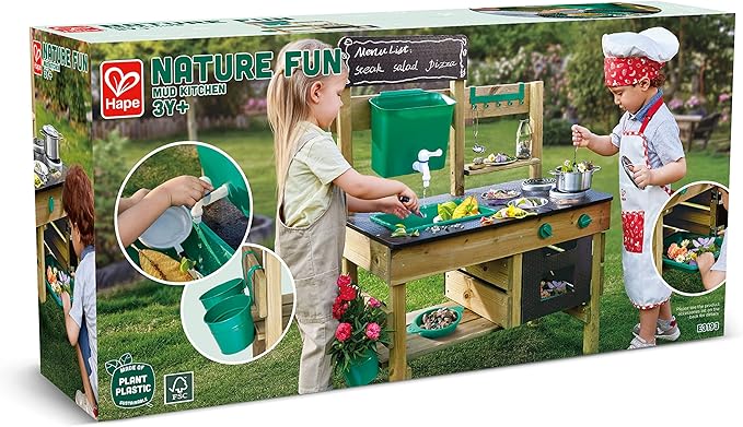 Hape Outdoor Kitchen | Mud Kitchen Wooden Toy Playset with Accessories, for Children Ages 3+ Years