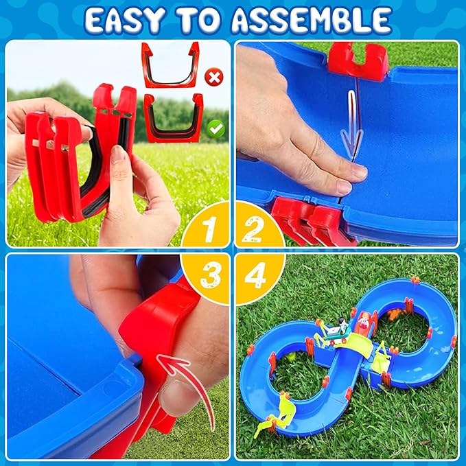 Upgraded Water Table for Toddlers 1-3 & Kids 4-8, Outdoor Water Play Activity Toys with Swimming Turtle, 2 Boats, Summer Beach Backyard Water Playset for Boys Girls