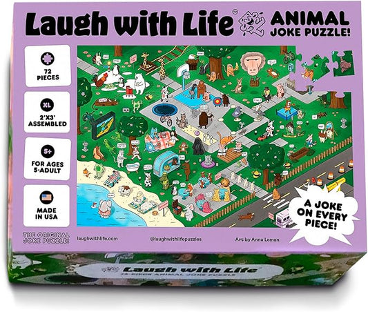 72 Piece Animal-Themed Joke Floor Puzzle for Kids – Fun Educational Puzzle with a Joke on The Back of Every Piece – Made in USA – Perfect for Ages 5+, XL Puzzle Size Assembled 24" x 36"