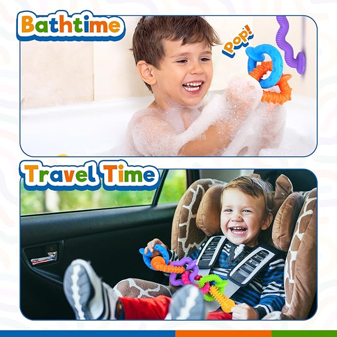 Richtim Bath Toys Toddlers Suction Toys: 6 Pack Colorful Textured Suction Toy for Baby Bathtime - Travel No Hole Bath Toy for Boys and Girls