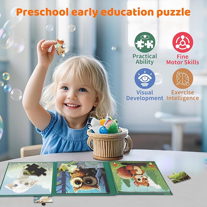 Puzzles for Kids Ages 3-5 36 Pieces Kids Puzzle 4-6 Travel Puzzles Ages 4-8 Animal Airplane Car Road Trip Activities Games Toys Girls and Boys Gift