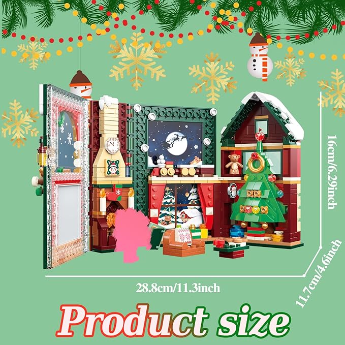 Christmas Expandable Fairytale Books Toys Building Blocks Sets. Christmas Trees, Trains, Fireplaces for Sons, Grandchildren, Nieces, Building Toys for Christmas, Birthday, New Year Gifts-526 PCS
