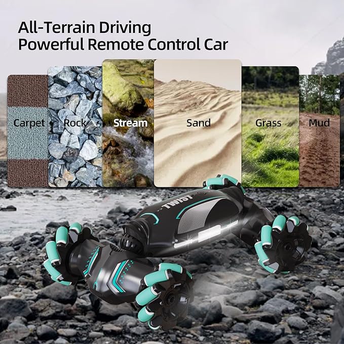 Gesture Sensing RC Stunt Car - Hand Controlled Remote Control Car 4WD Offroad 360° Rotation with Light Music, RC Drift Car Toys for 6-12 Year Boys, Cool Birthday Gifts for Kids
