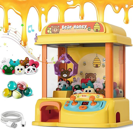 Kids Claw Machine - Toy Vending Machine for Kids with Plush Prizes, Lights & Sound, Electronic Claw Game Machine for Boys & Girls, Arcade Prize Dispenser for Party & Birthday Gifts