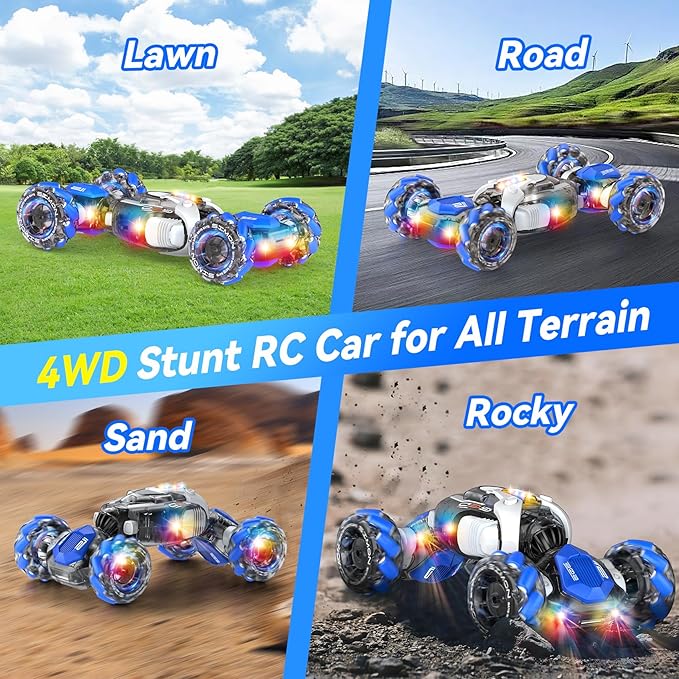 Gesture Sensing RC Stunt Car, 360° Rotating 4WD Remote Control Transform Hand Controlled Car - Fun Birthday Gifts for Kids Boys and Girls (Ages 5-13)