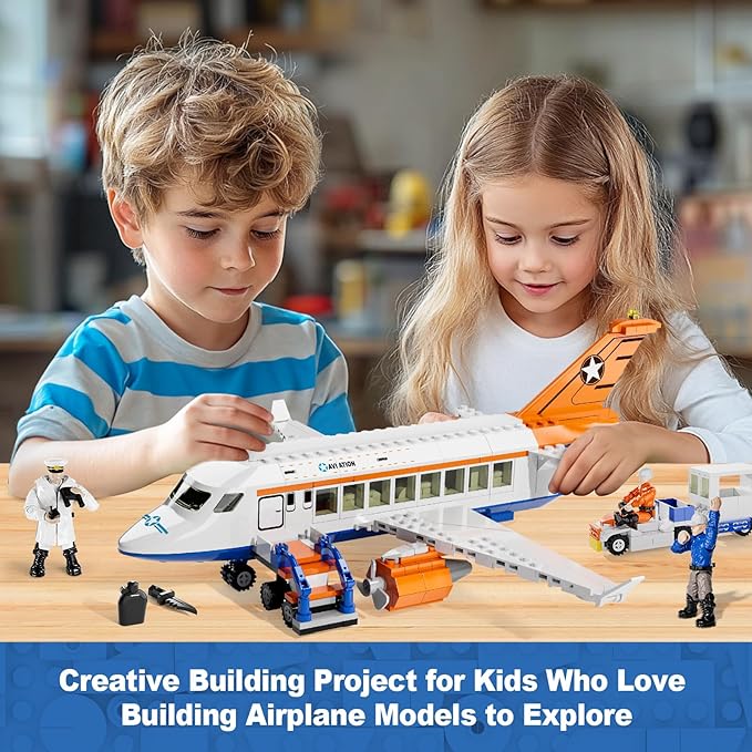 City Passenger Airplane Building Set for Boys, 3 IN 1 Plane Toy Kit with 3 Airport Staff, Helicopter, Terminal, Baggage Truck, Radar Tower, STEM Toy Gift for Kids Girls 6 7 8 9 10+ years old (796 PCS)