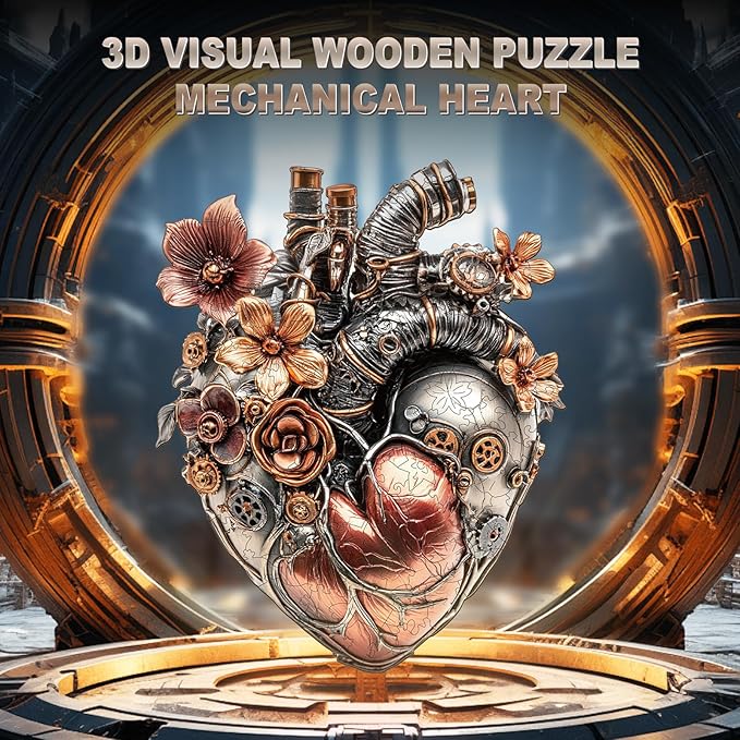 KAAYEE Wooden Puzzles for Adults, 90 Pieces Mechanical Heart Wooden Jigsaw Puzzles for Adult, Unique Shaped Wood Puzzle Gifts for Adults Kids Advanced Heart Puzzle (8.9 * 7.1 in)