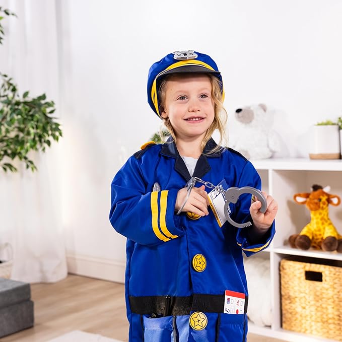 Melissa & Doug unisex-children Police Officer Role Play Costume Dress-Up Set (8 pcs) Frustration-Free Packaging Multicolor, Ages 3-6 Years