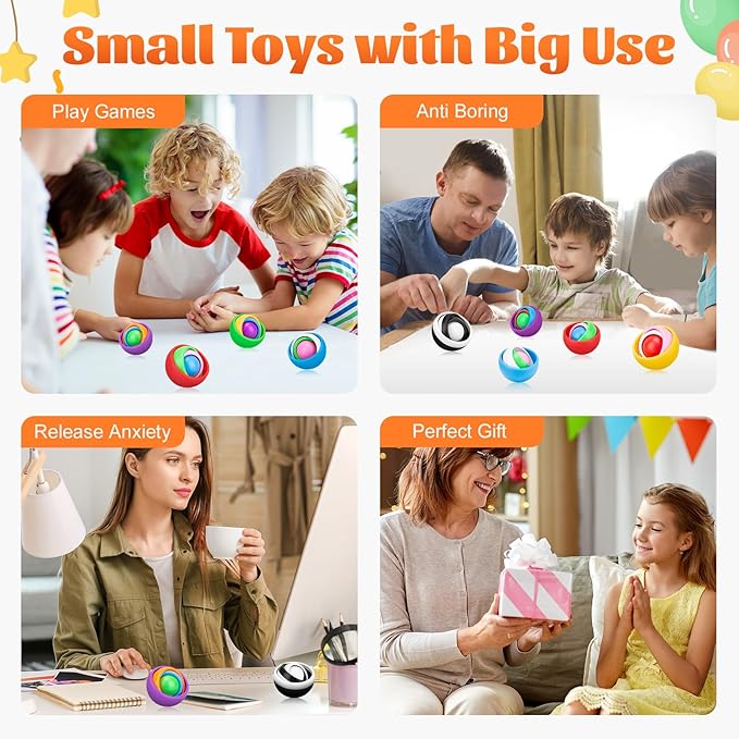 Fidget Gyroscope Set, Fidget Gyro Toys, Infinite Flip Toy Decompression Fingertip Gyro, ADHD Autism Stress Relief Hand Fidget Spinner for Adults Teens Kids, Random Color (4PCS)