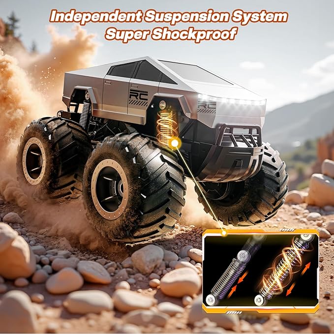 Remote Control Car Off-Road Pick-up Truck, 4WD Waterproof RC Trucks Toy RC Cars for All Terrain, 1:16 Scale Hobby Monster Truck Toys 2.4GHz Vehicles Kids Gifts for Boys/Girls Age 6 7 8 9 10-12+