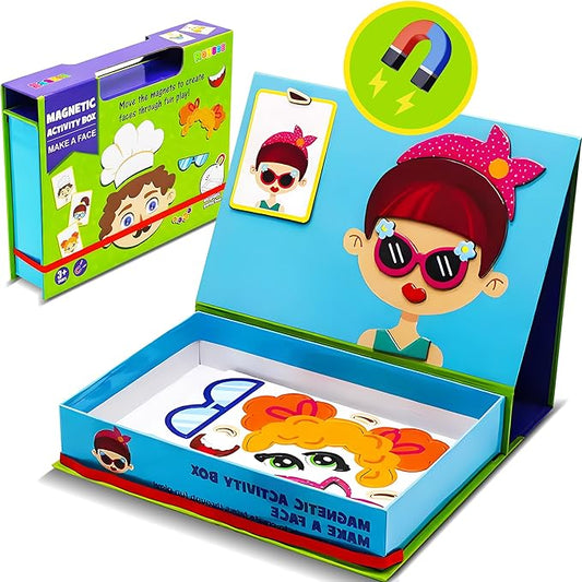 Magnetic Puzzles for Kids- Educational Magnetic Book, Crazy Face Dress-Up Game & Preschool Toddler Learning Activities, Travel-Friendly STEM Toy, Fun Fridge Magnets for Toddlers 1-3 3-12