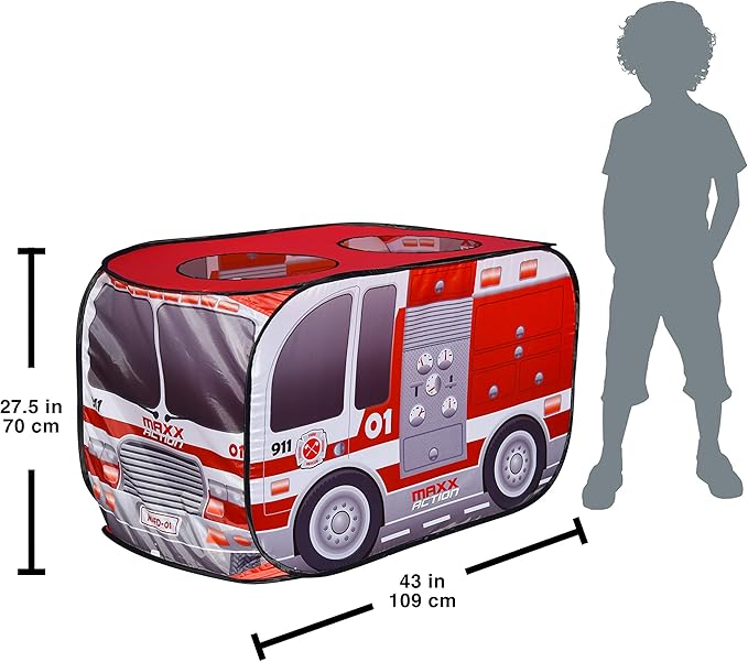 Pop Up Fire Truck – Indoor Playhouse for Kids | Red Engine Toy Gift for Boys and Girls – Sunny Days Entertainment, Multi