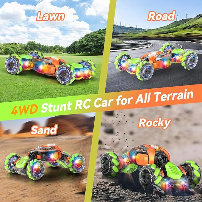 Gesture Sensing RC Stunt Car, 360° Rotating 4WD Remote Control Transform Hand Controlled Car - Fun Birthday Gifts for Kids Boys and Girls (Ages 5-13)