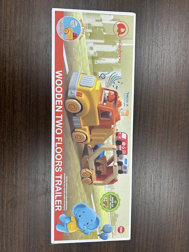 Toddler Car Toys for 2 3 4 5 Years Old Kids, Transport Carrier Truck Toy with 4 Wooden Vehicle, 24IN Foldable Track Trailer with Light & Sound Effects, Best Gift Choice for Christmas, Birthday