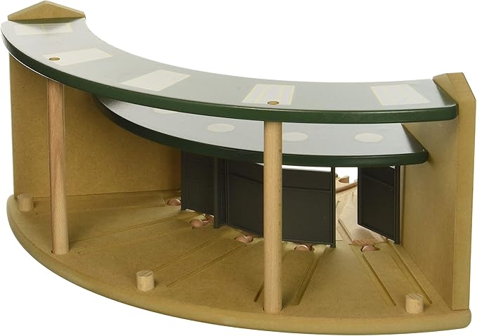 inc. Wooden Train Round House with 5-Way Switch Track for Kids, Norrington Wood Train Shed with 5 Doors. Houses 5 Engines & Cars, Compatible with Major Brand Wooden Railways