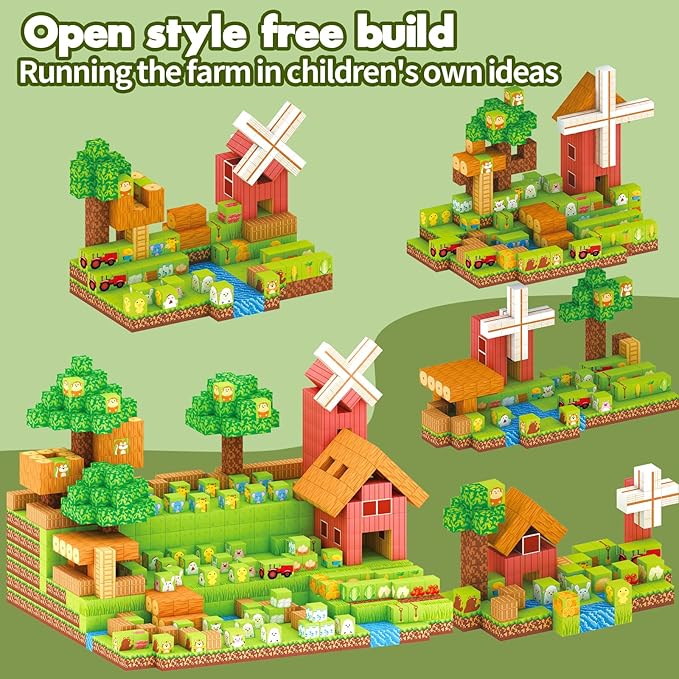 120 PCS Magnetic Building Blocks for Kids, Farm Animal Toys for Boys and Girls Ages 3-5 6-8 8-12. STEM Learning, Montessori, Fidget, Sensory Cubes. Magnet Tiles Block Gifts for Toddler and 3+ Year Old