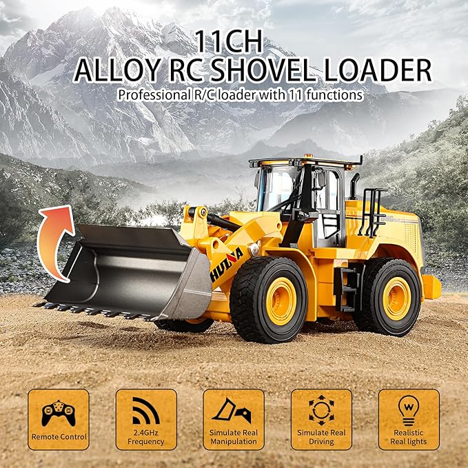 RC Bulldozer Toy, 1/16 Full Functional Construction Vehicle, Birthday for Kids & Adults