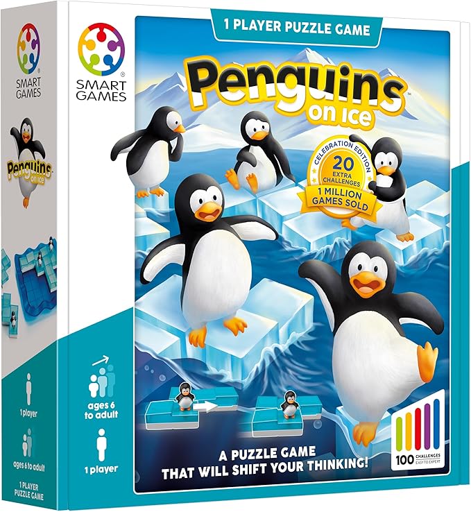 SmartGames Penguins on Ice - A Sliding Cognitive Skill-Building Puzzle Game for Ages 6 - Adult