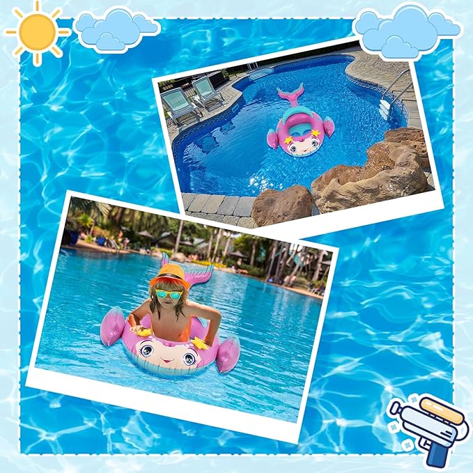 Kids Inflatable Pool Float with Integrated Squirt Gun,Fun Ride,on Float for Toddlers(Ages 3-8), Exciting Swimming Pool Toy for Boys and Girls
