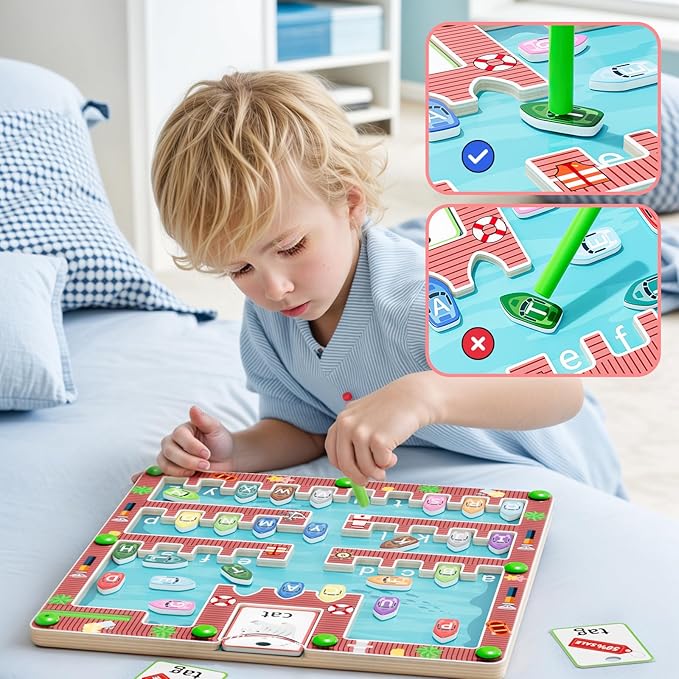 Magnetic Alphabet Maze,Montessori Magnetic Maze Board,Alphabet Puzzle Toddler Toys for Ages 2-4,Toddler Preschool Learning Toys