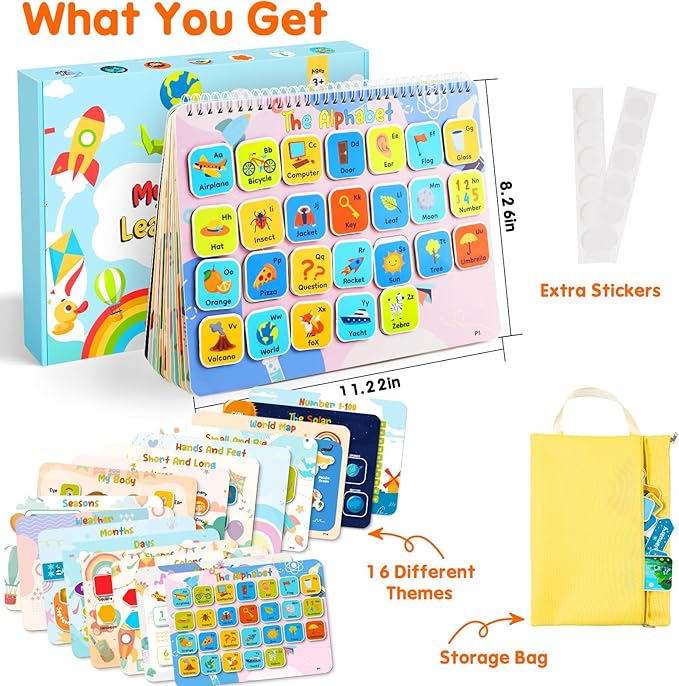 Kids Book Gifts for 3 4 5 Year Old Girls, Pre-assembled Stickers & Reusable, Activity Books for Kids Ages 3-5 - Learning Activities,Toddler Educational Toys, Autism Learning Support, Birthday Gifts
