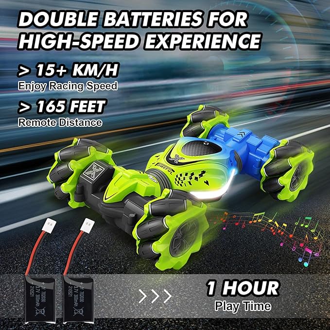 Gesture Sensing Stunt Car RC Cars Toys for Boys Girls 6-12 Yr, 2.4Ghz 4WD Hand Remote Control Car 360° Rotate Transform Off-Road Drift with Lights Music, Birthday Xmas Gifts for Kids, 4 Cars