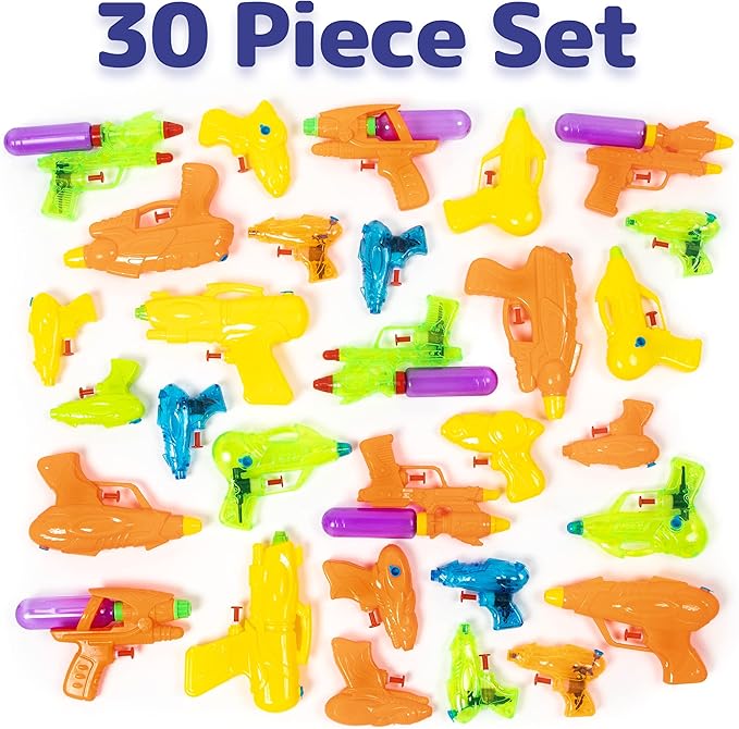 Prextex Water Guns for Kids & Adults, 30pk - Powerful Squirt Guns Bulk, Blaster Gun/Pistol, Watergun - Pool Play, Water Shooters, Outdoor & Indoor - Combo Set of Aqua Gun Bulk, Squirt Toy