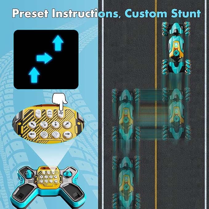 Gesture Sensing RC Stunt Car,Remote Control Car Toys for Ages 5-13,4WD All-Terrain with 360° Flips & LED Music Show,3-6 Year Old Boy Birthday Gift,Indoor/Outdoor Play & Gifts for Boys Toys Age 8-10